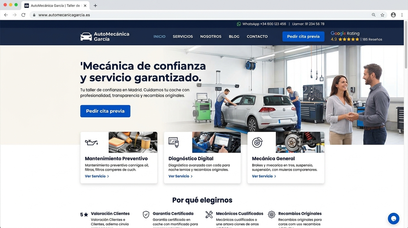 Demostración de página web moderna y responsive diseñada por Pageflint